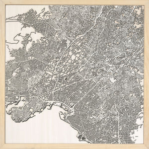 Athens laser cut city map timber detail 