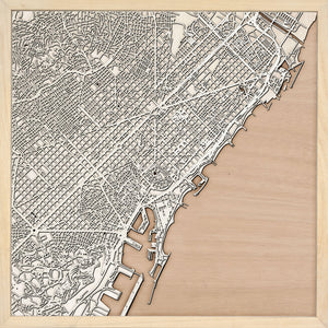 Barcelona laser cut city map timber detail 