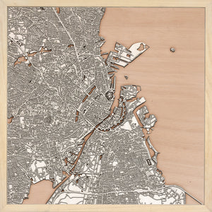 Copenhagen laser cut city map timber detail