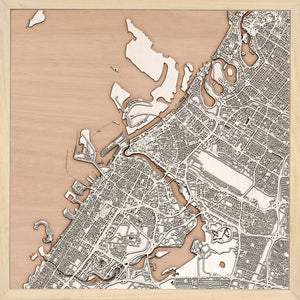 Dubai laser cut city map timber detail