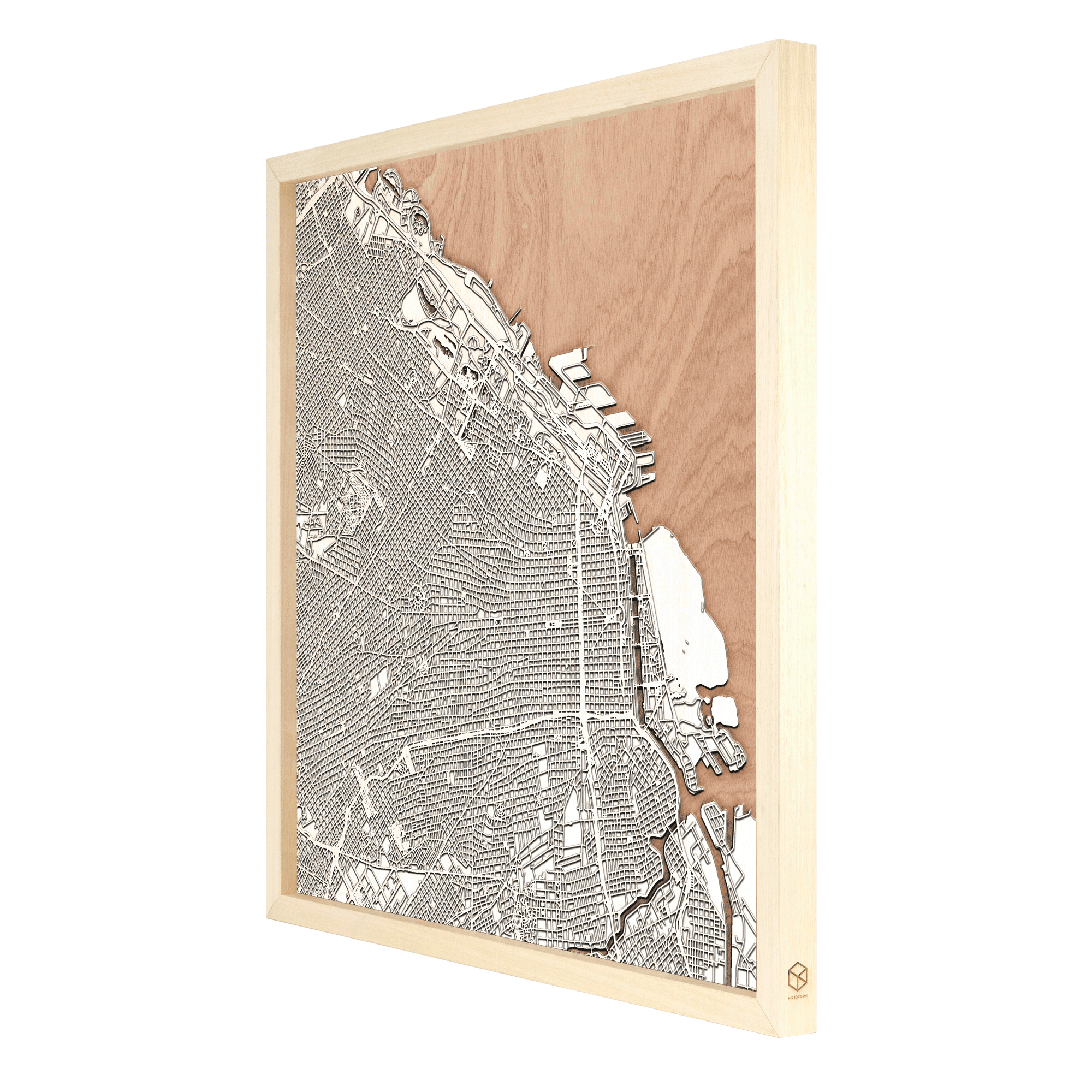 Buenos Aires laser cut city map timber detail